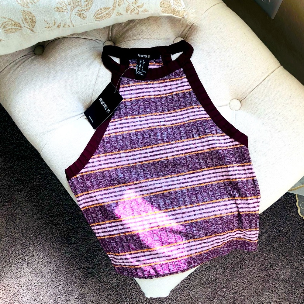 Forever 21 striped sleeveless crop top size S